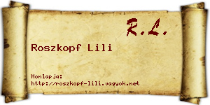 Roszkopf Lili névjegykártya